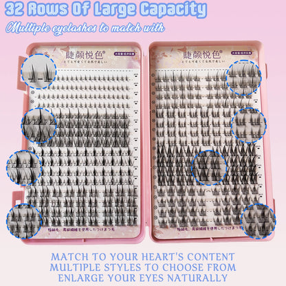 False Eyelashes Mix 32 Rows High-capacity Natural DIY Extension Supplies Lashes Cluster Multi Style Fusion Professional Makeup
