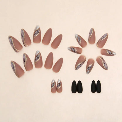 24-piece Long French Minimalist Smudged Nails with 1 Jelly Gel and 1 Nail File