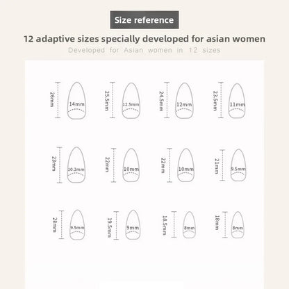 24pcs Gradient Black False Nails Cute Cartoon Cat's Eye Forest Elf Girl Press On Nails Glossy Almond Sweet Cool Fake Nail Tips