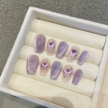 10Pcs French Handmade Press on Nails Candy Color Fake Nails Wearable Stick-on Nails False Nail Uñas Postizas Накладные Ногти 네일팁