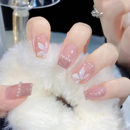 24Pcs 3D kuromi press on nails Y2K Cartoon Handmade Fake Nails Black Gel nail Wearable Nails Cinnamoroll Melody Anime False Nail