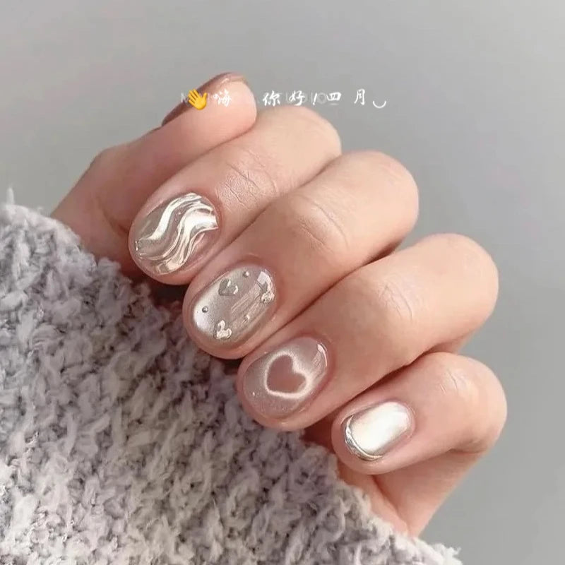 10pcs Love Cat Eye Handmade Press on Nails Simple Fake Nails False Nails Short Artificial Nail Накладные Ногти Uñas Postizas 네일팁