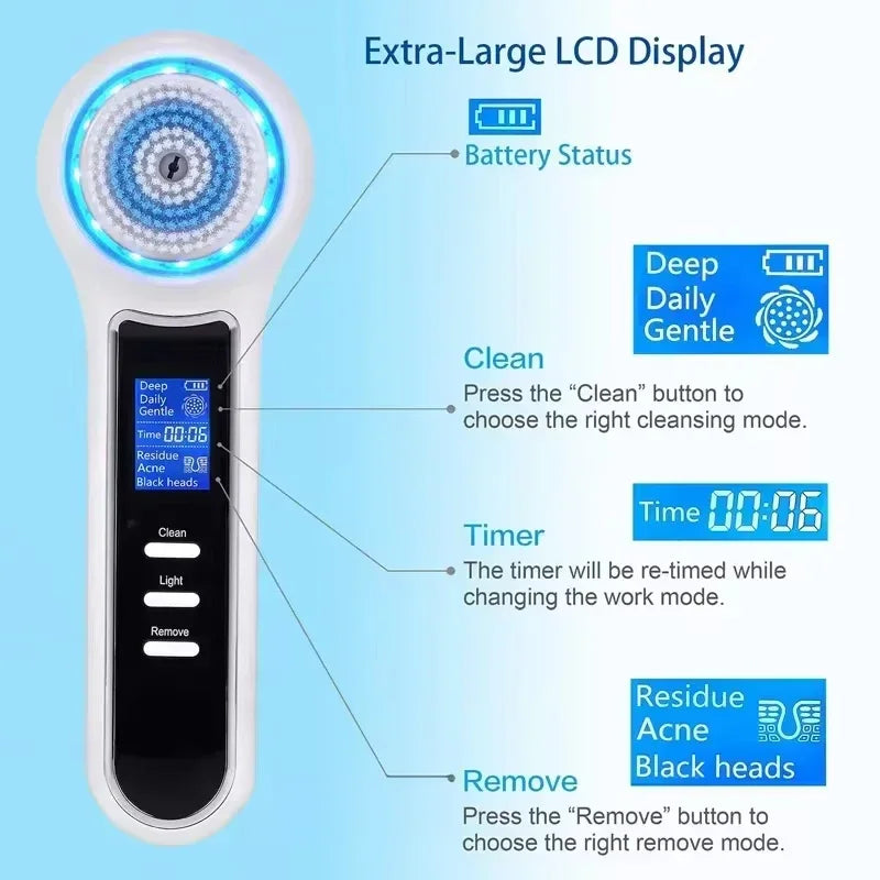 5 in 1 Electric Facial Cleansing Brush Blackhead Remover Vacuum With Rechargeable Face Spin Brush Facial Pore Deep Cleansing