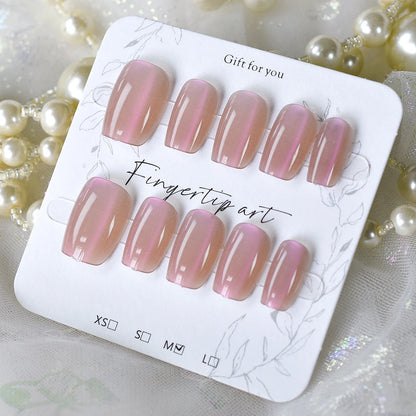 Press on nails 10 pieces charming cat eyes style square 3 sizes to choose from for women and girls