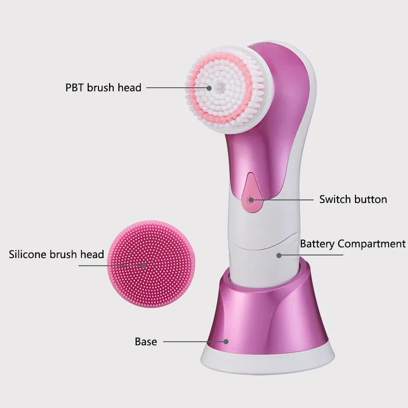 Double Headed Electric Facial Cleaning Brush for Pore Cleaning and Exfoliation IPX5 Waterproof 360 ° Rotation Face Clean Brush