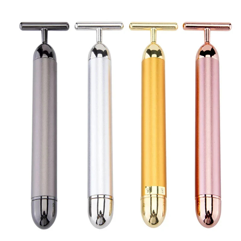 24K Gold T Beauty Roller Energy Roller Electric Face-lifting Facial Massage Beauty Tools Waterproof Vibrating Face Care Stick
