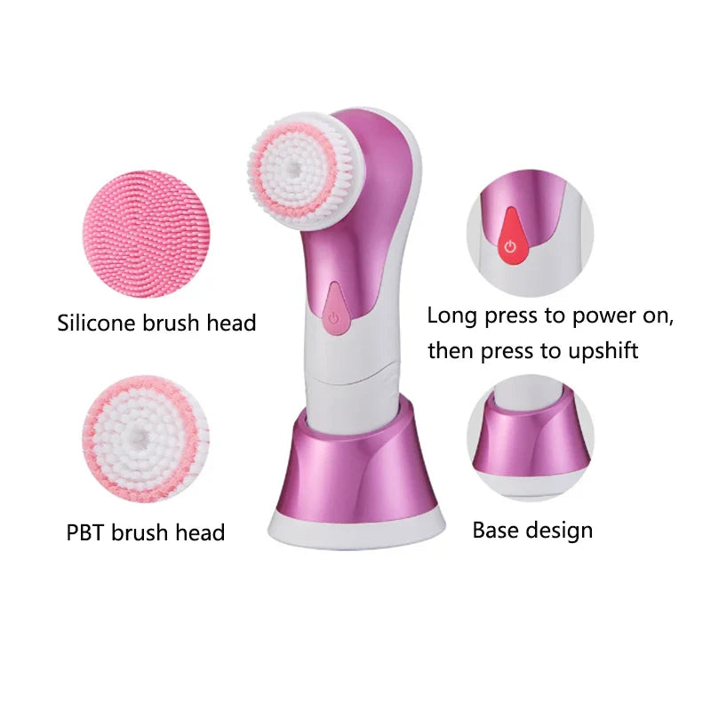 Double Headed Electric Facial Cleaning Brush for Pore Cleaning and Exfoliation IPX5 Waterproof 360 ° Rotation Face Clean Brush