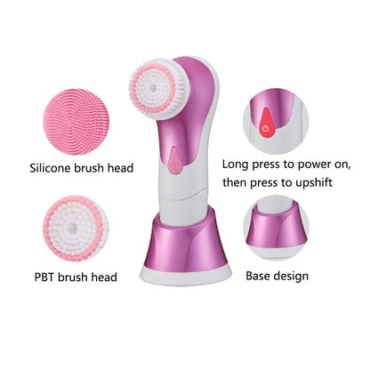 Double Headed Electric Facial Cleaning Brush for Pore Cleaning and Exfoliation IPX5 Waterproof 360 ° Rotation Face Clean Brush
