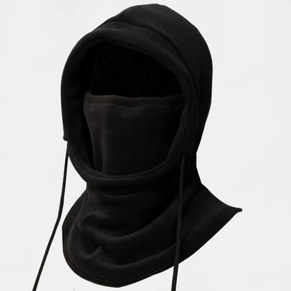 Knitted Hooded Scarf Hat Knit Balaclava Korean Outdoor Style Warm hooded scarf with adjustable drawstring