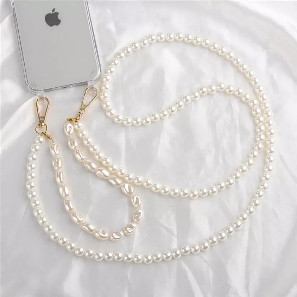 DIY Luxury Pearl Chain Crossbody Strap Shockproof Acrylic Lanyard Phone Case for iPhone 16 14 13 12 PRO 15 Pro Max X XS 7 8 Plus
