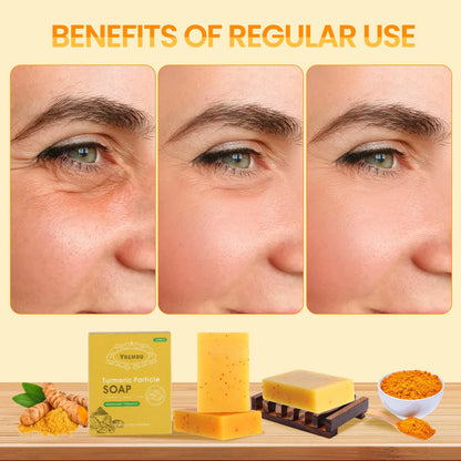 Lemon and Turmeric Kojic Acid Soap - Vitamin C, Retinol - Hyaluronic Acid, Vitamin E, Shea Butter, Castile Olive Oil - 3 Pack