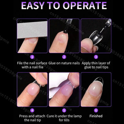 120Pc Extra Short Square Nail Tips Soft Gel Full Cover Half Matte False Nails Clear Pre-Shaped Press On Nails Extension