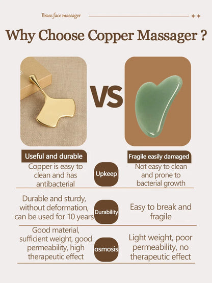 Pure Copper Brass Gua Sha Board Facial Massage Tool Guasha Board for Acupuncture Scraping Massager Tools