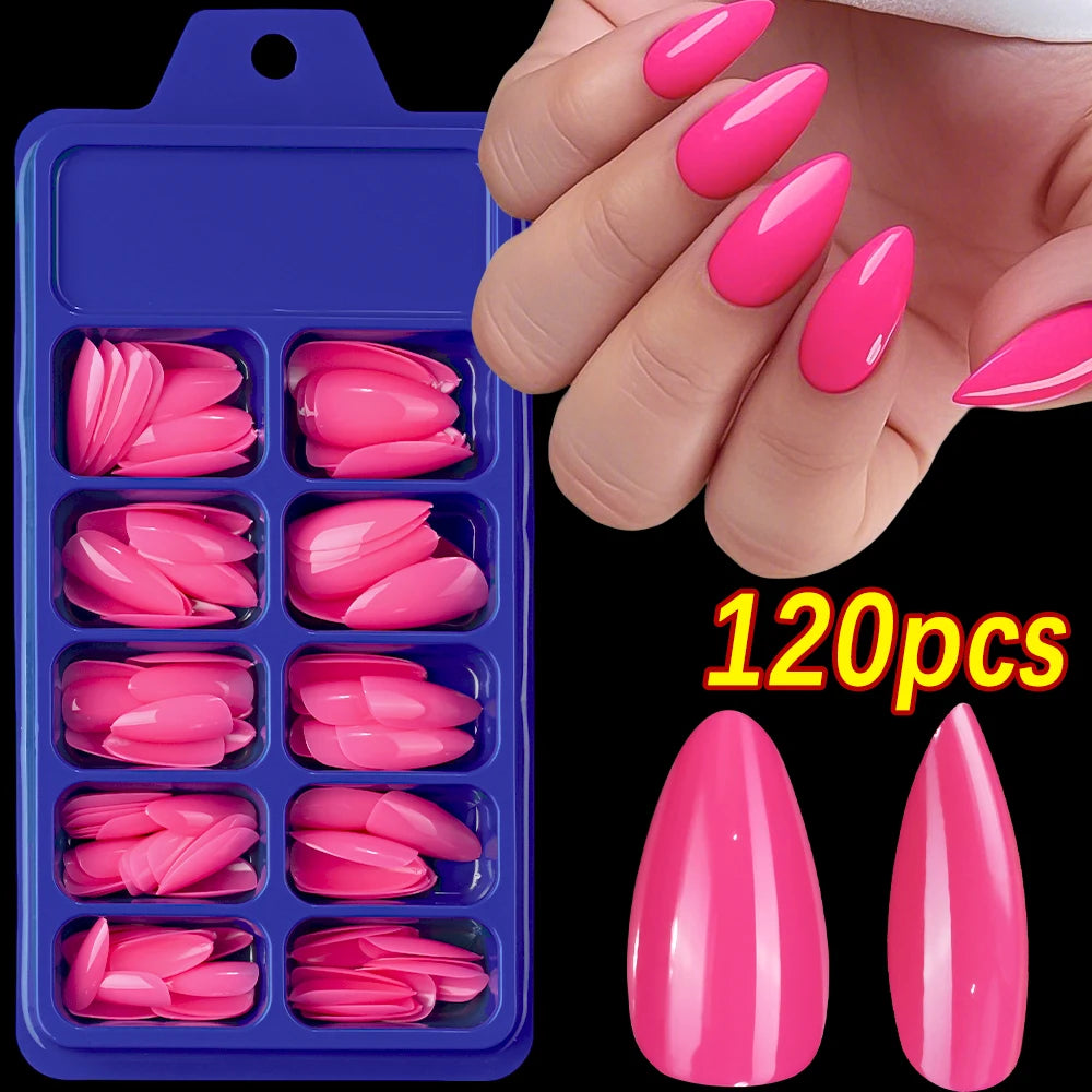 120Pcs Classic Glossy Black Fake Nails Full Cover Press On Nails Short Round Reusable False Fingertips DIY Women Manicure Tools