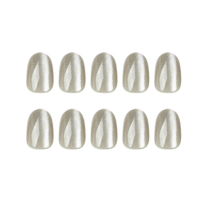 24pcs/set cat eyes fake nails for women girls red brown green blue grey sparkling short tips faux ongles press on false nail