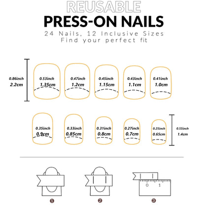 24PCS Short Square False Nails With Snowflake Stripe Design, Christmas Red Glitter False Nails covering Christmas Gift