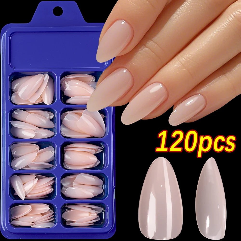 120Pcs Classic Glossy Black Fake Nails Full Cover Press On Nails Short Round Reusable False Fingertips DIY Women Manicure Tools