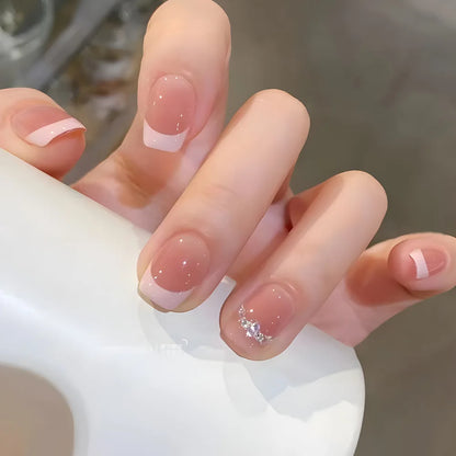24pcs Red Rose Fake Nails Long Flower Ballet Press on Nails Design French False Nail Full Cover Wearable Fake Nail Tips Art