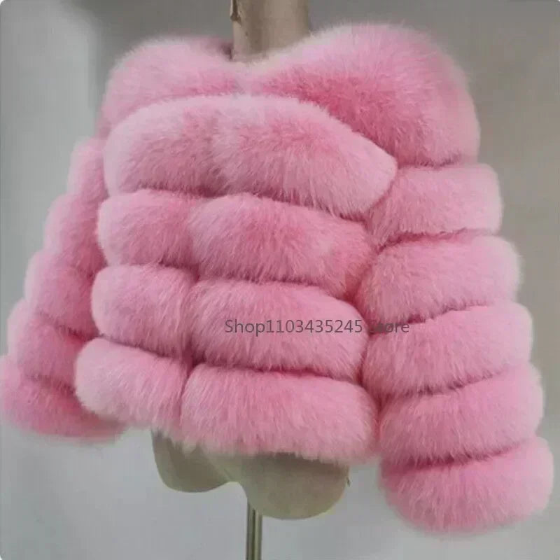 Women's Fashion faux fur coat super hot Autumn Winter women short Faux fox fur fluffy jacket high quality 5xl Ladies furry coats