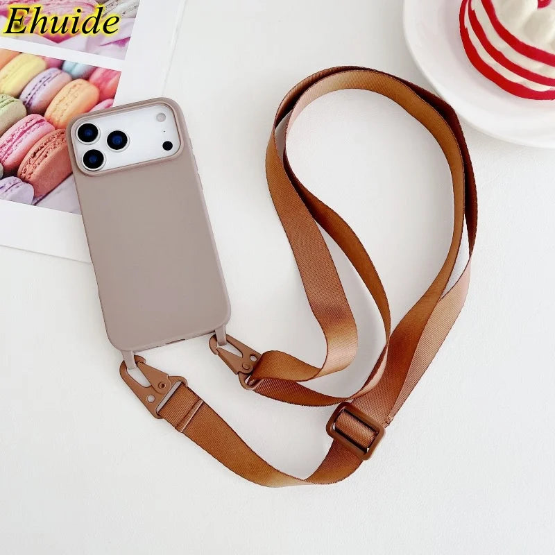 Candy Strap Case For iPhone 17 Pro Max 16E 16 14 15 Plus 13 11 12 Air Crossbody Lanyard Cord Rope Soft Silicone Shockproof Cover