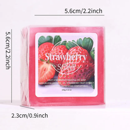 B+Fruit Strawberry Soap Plant Essential Oil Soap Deep Cleansing Handmade Soap for Cleansing and Bathing Portable Soap for Travel