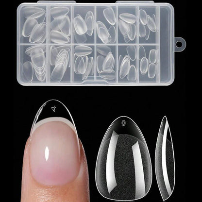 120PC Extra Short Square Nail Tips Soft Gel Full Cover Half Matte False Nails Clear Pre-Shaped Press On Nails Extension Tips 12S