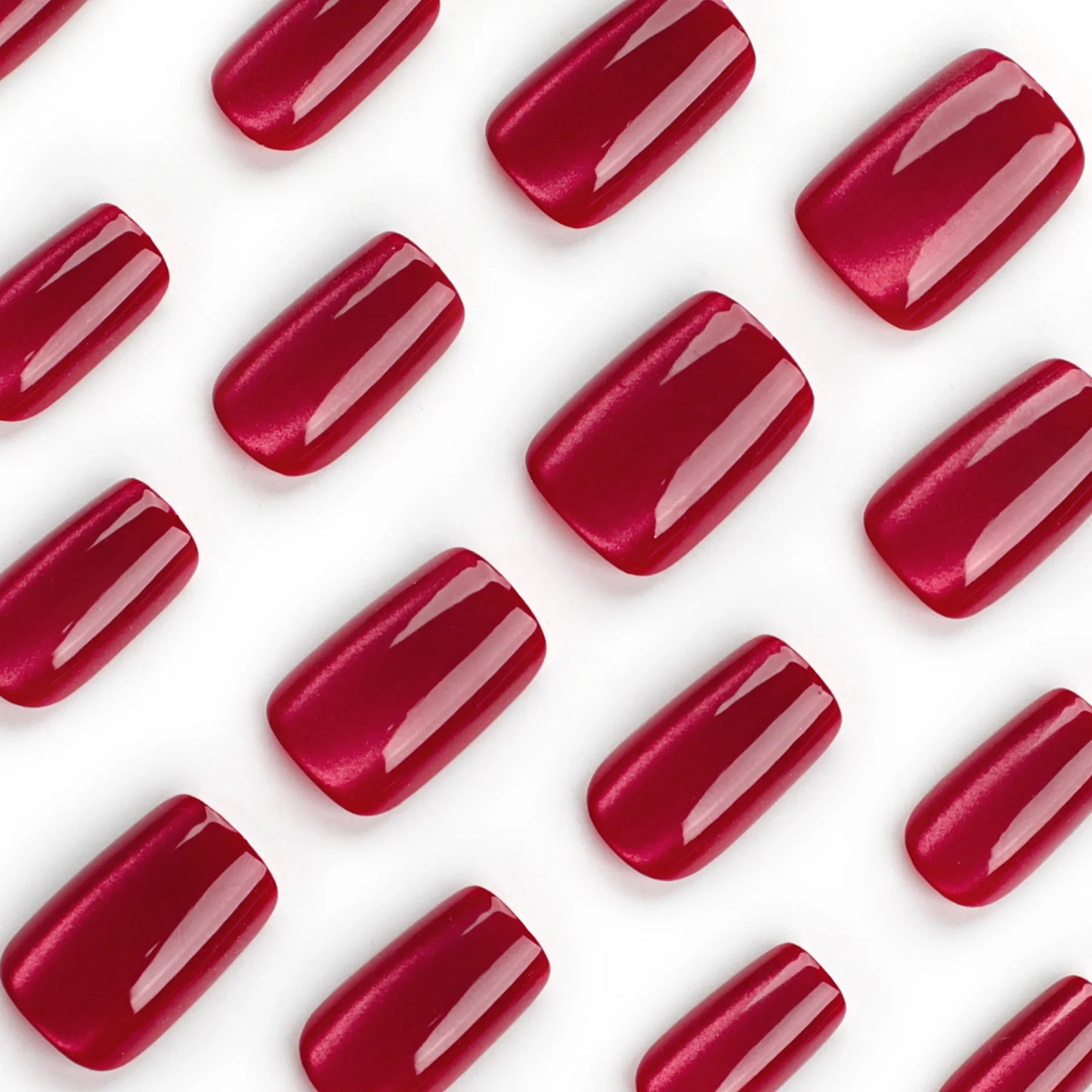 24pcs/set cat eyes fake nails for women girls red brown green blue grey sparkling short tips faux ongles press on false nail