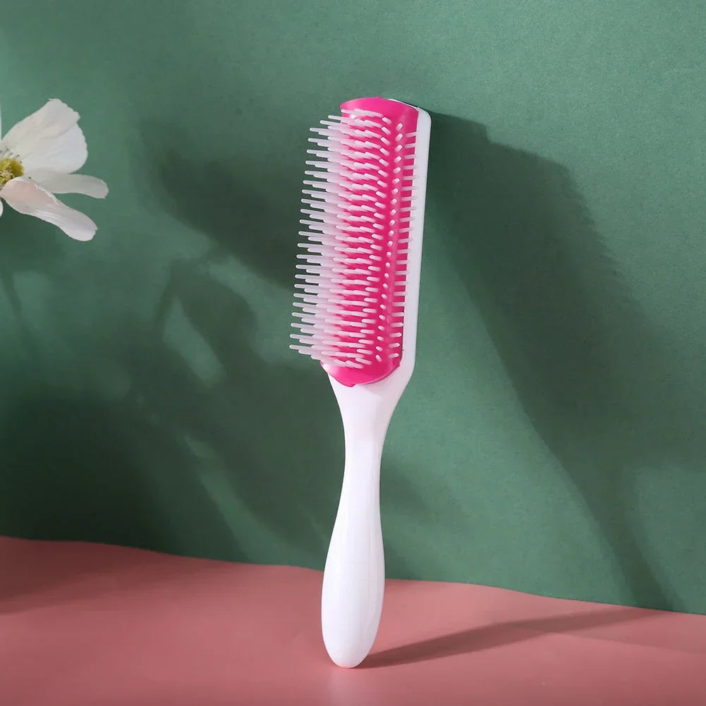 Women Hair Comb 9-Rows Detangler Scalp Massager Comb Curly Hair Brush For Denman Brush Straight Curly Wet Hairbrush Styling Tool