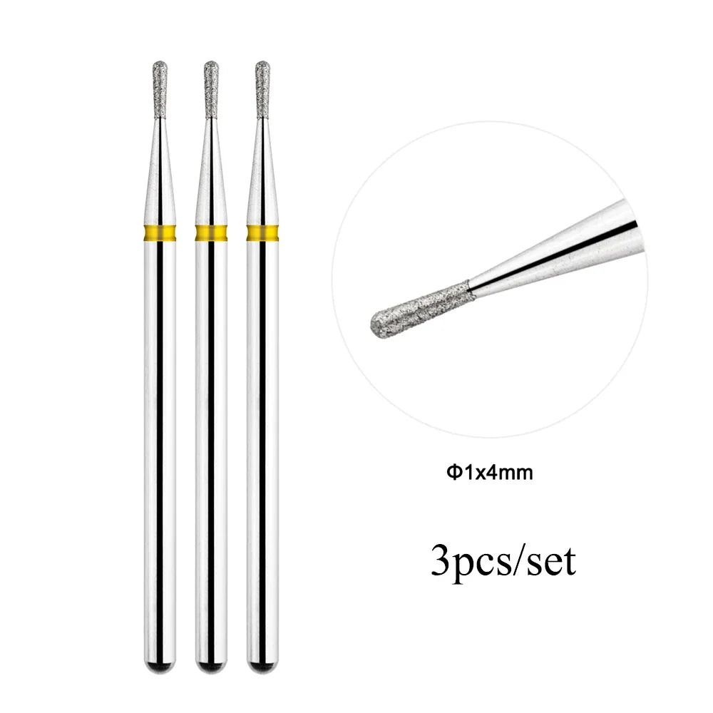 TP 3pcs/set Flame Diamond Nail Drill Bits 3/32'' Russian Electric File Bits Milling Cutter for Manicure Cuticle Remove Nail Tool