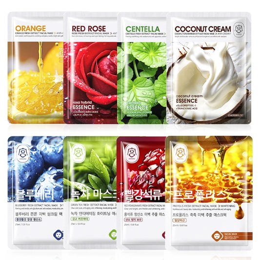 8pcs GONGPEI Fruits Face Mask Moisturizing Whitening Anti Wrinkles Hydrating Anti-Aging Facial Masks Korean Skin Care Cosmetics