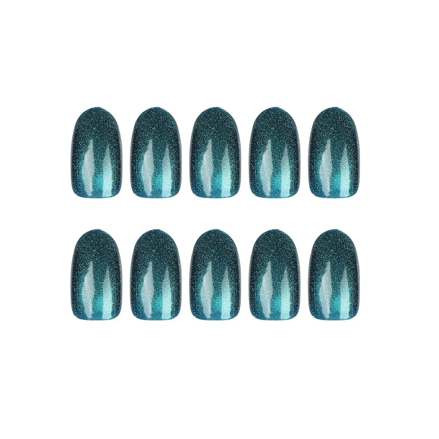 24pcs/set cat eyes fake nails for women girls red brown green blue grey sparkling short tips faux ongles press on false nail
