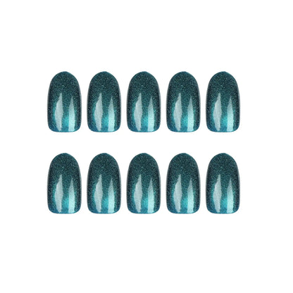 24pcs/set cat eyes fake nails for women girls red brown green blue grey sparkling short tips faux ongles press on false nail