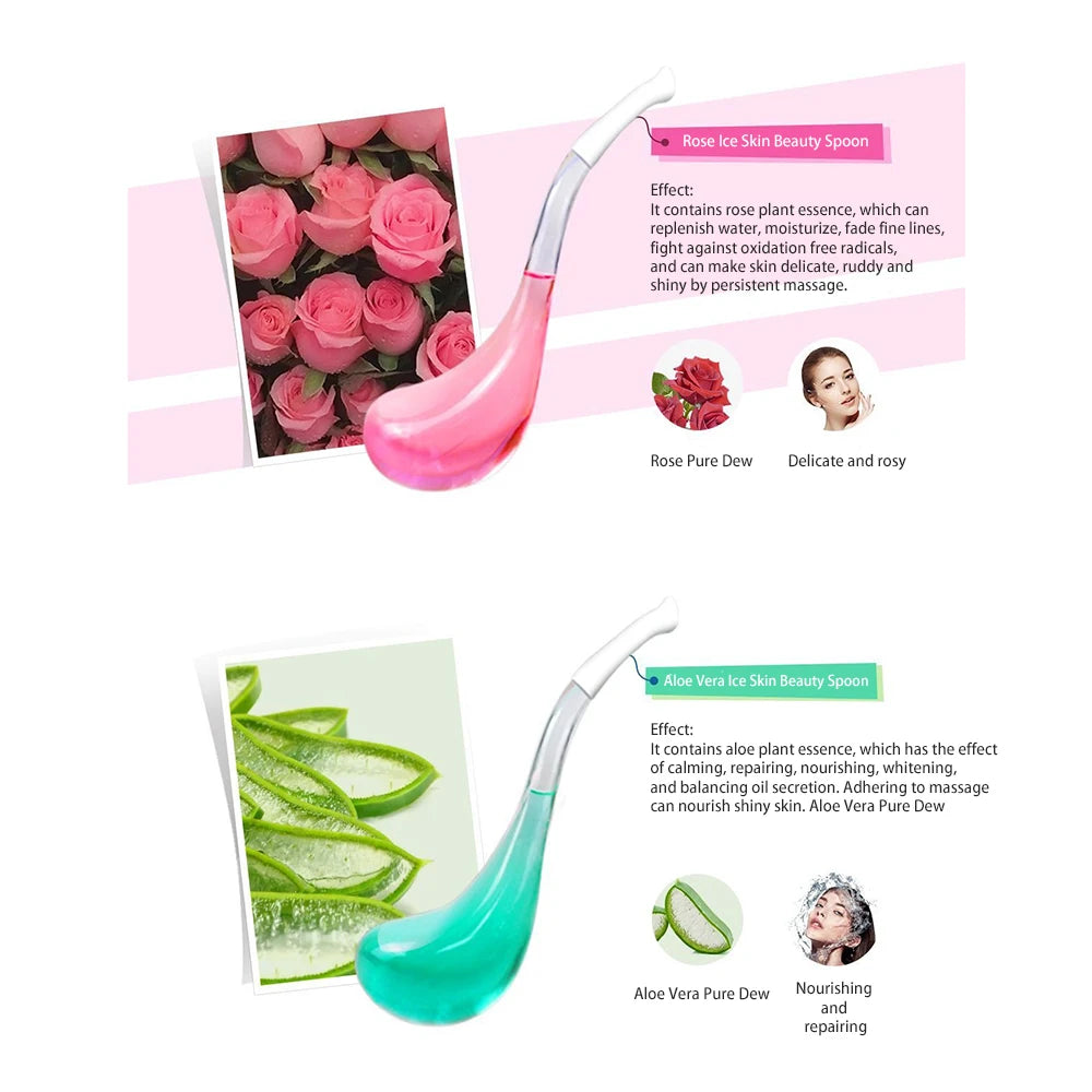 Glass Cold Spoon For Face with Pure Dew Ice Skin Beauty Liquid Face Massager Ice Global Skincare Tools