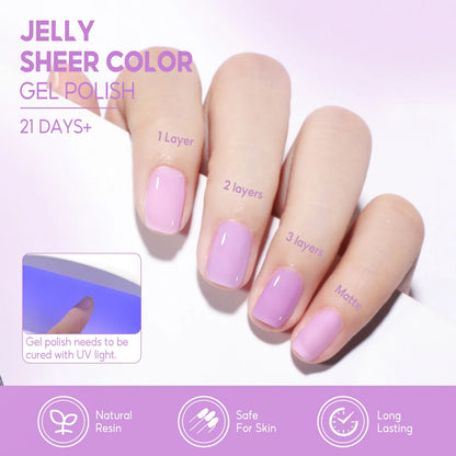 Coscelia Nail Gel Polish Set 7ml Jelly Nail GelCrystal Translucent Clear Pink Nail Art Semi Permanent Soak Off UV LED Varnish