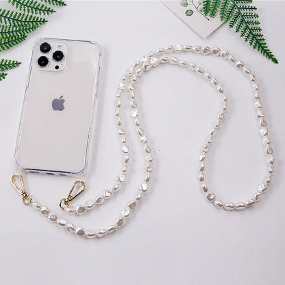 DIY Luxury Pearl Chain Crossbody Strap Shockproof Acrylic Lanyard Phone Case for iPhone 16 14 13 12 PRO 15 Pro Max X XS 7 8 Plus