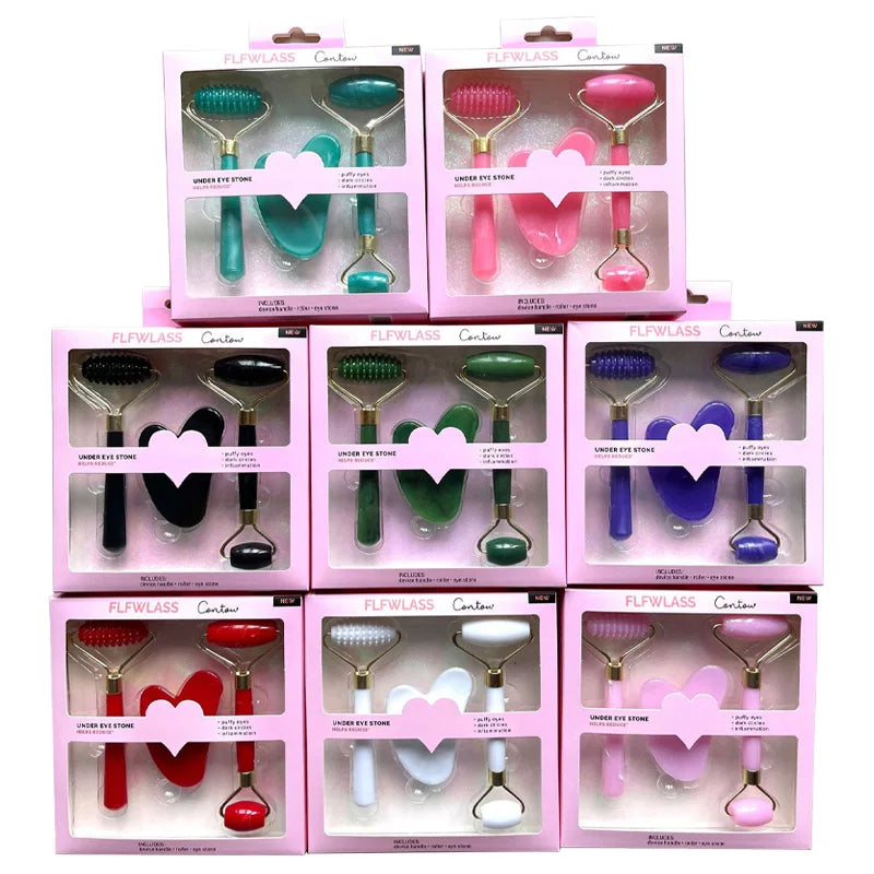 3pcs Set Resin Gua Sha Roller Massager for Face Body  Face Care Roller Facial Massager Beauty Health Massage Tool Not Jade Stone