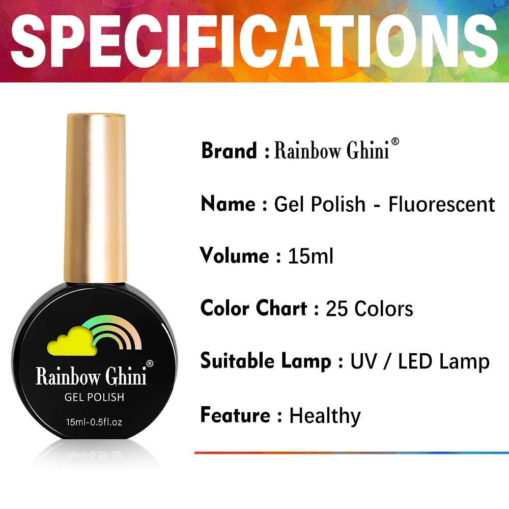 Rainbow Ghini 15ML 8Pcs/Set Nude Glitter Gel Nail Polish HEMA TPO FREE Colorful Nail UV LED Hybrid Gel Varnish All For Manicure
