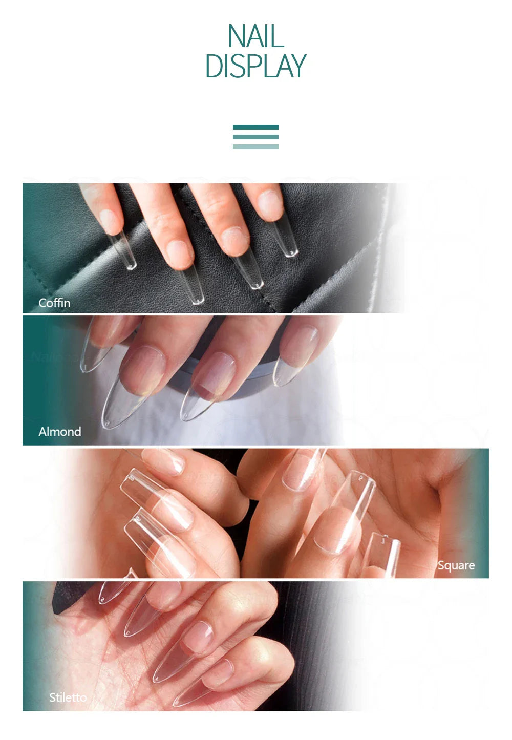 Nailpop Nail Tips and Glue Gel Nail Kit Fast Nail Extension Set with Soft Gel UV Lamp 600Pcs Semi Matte Nails and Files Tools