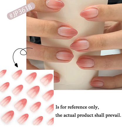 Pink Gradient French Wearable Nail Art Fashion Simple Short Fake Nails Detachable Finished False Nails Press on Nails with Glue
