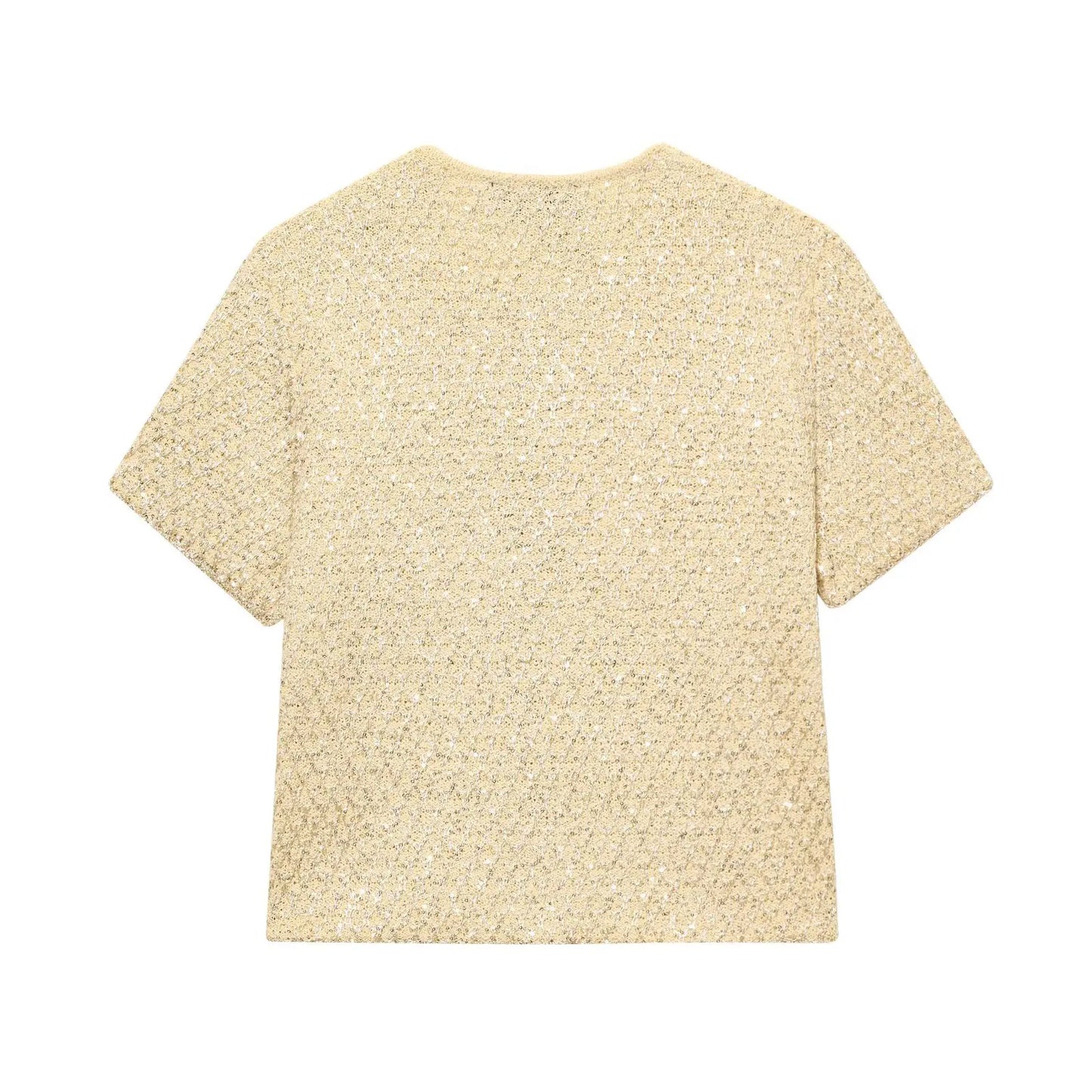 UNIZERA Fashion Temperament Sequin Knitted Jacket + Knitted Camisole Top Women's Clothing 2025 Summer New Products Set