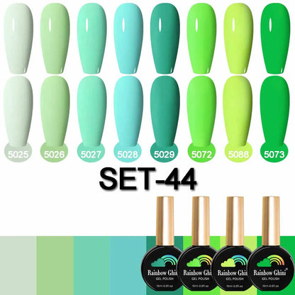 Rainbow Ghini 15ML 8Pcs/Set Nude Glitter Gel Nail Polish HEMA TPO FREE Colorful Nail UV LED Hybrid Gel Varnish All For Manicure