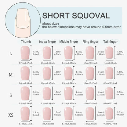 10pcs Handmade Square Press on Nails French Coffin Pink Fake Nail Strawberry Decor Sweet Style Square Artificial Nail for Women