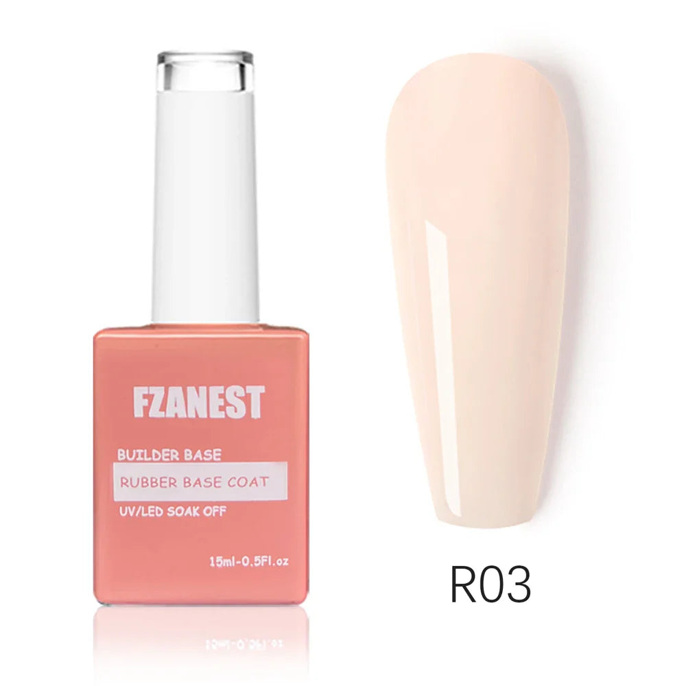 FZANEST 5 in 1 Multifunctional Rubber Base Gel Rubber Builder Base Nail Gel Nude Color Extension Nail Strengthen Gel Nails