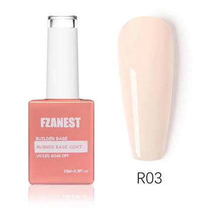 FZANEST 5 in 1 Multifunctional Rubber Base Gel Rubber Builder Base Nail Gel Nude Color Extension Nail Strengthen Gel Nails