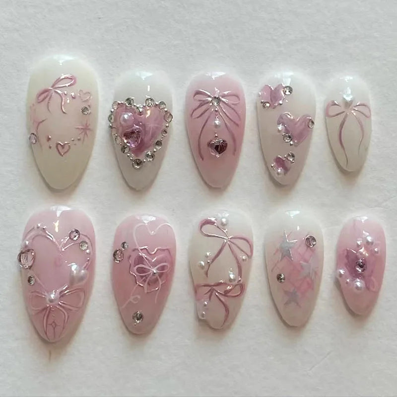 24pcs Black Cat's Eye Press on Nails Finished Ins Wearable False Nail Sets Love Design Stick on Nails Stilettos Fake Nail Tips