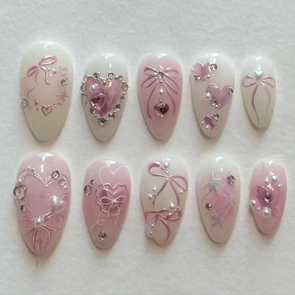 24pcs Black Cat's Eye Press on Nails Finished Ins Wearable False Nail Sets Love Design Stick on Nails Stilettos Fake Nail Tips