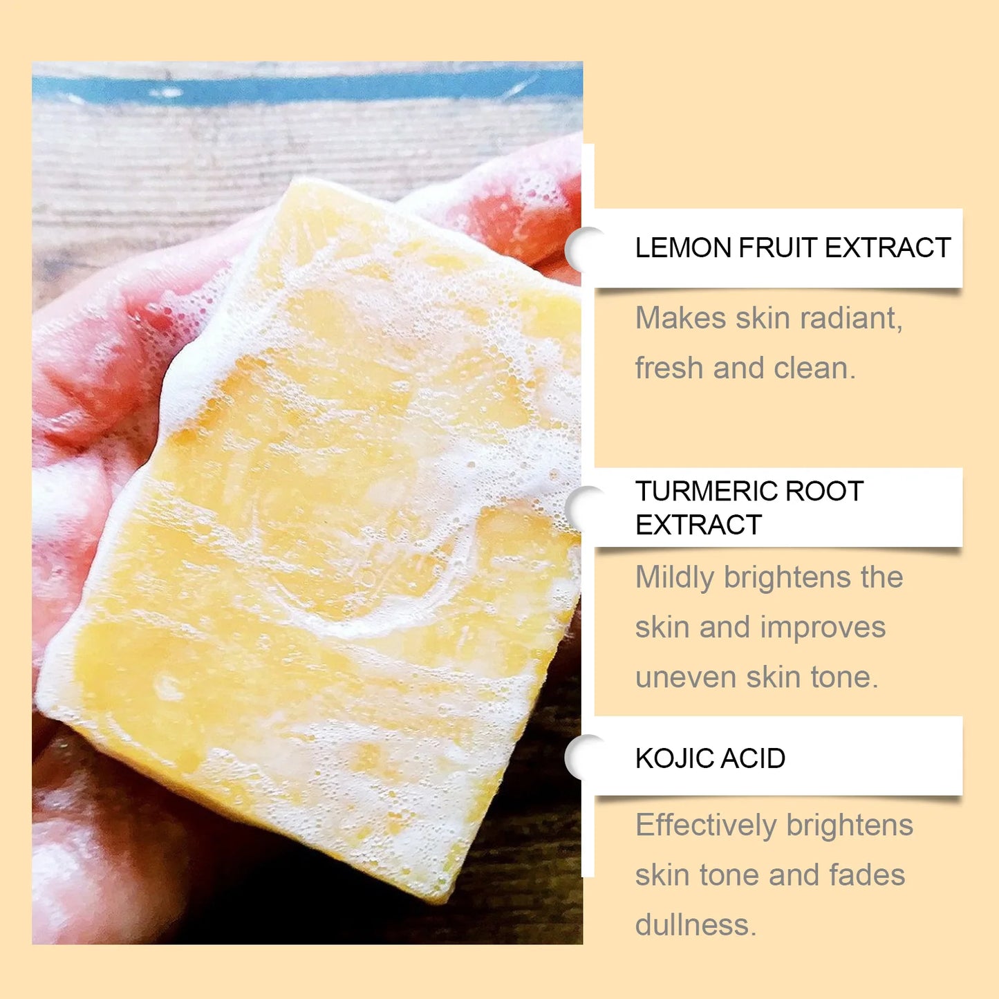 Turmeric Kojic Acid Glow Soap Dark Spot Acne Removal Even Skin Tone Smooth Skin Deep Cleansing Oil Control Face Skin Care