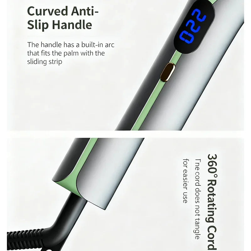 2-in-1 negative ion curling iron straightening comb,Professional temperature-controlled styling brush,anti-scalding heated comb