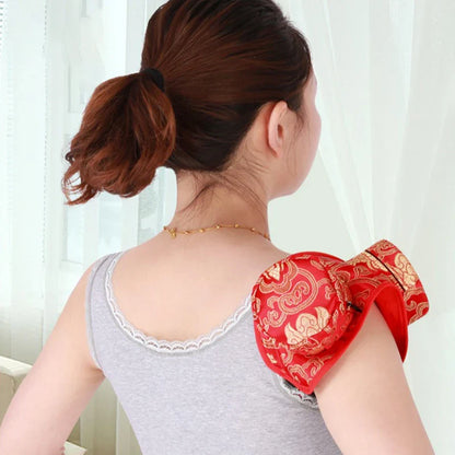 Red Embroidery Moxibustion Bag Moxa Burner Acupuncture Heating Therapy Warm Uterus Chinese medicines Massage Gun Body Massager