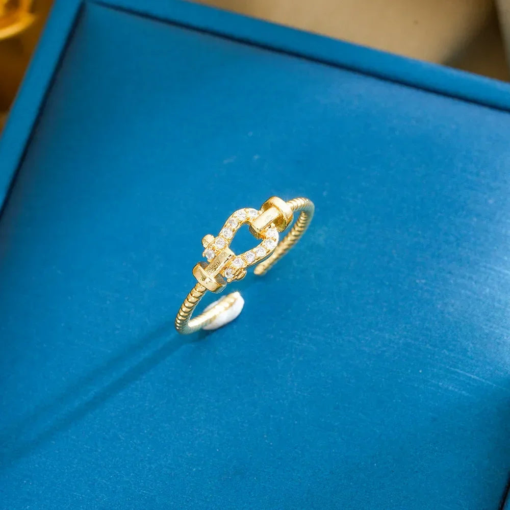 103 A horseshoe-shaped opening ring for women, versatile, slightly set, niche, light luxury style, heavy industry